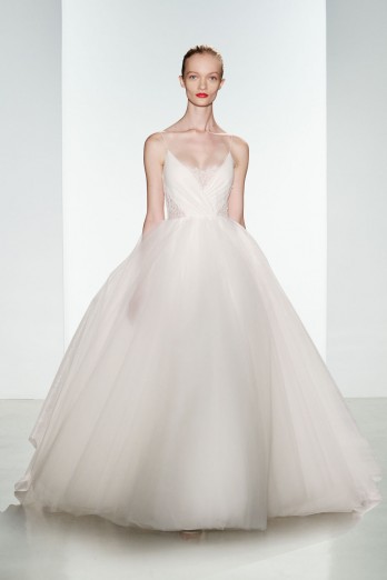 christos bridal ballgown with tulle skirt and lace bodice